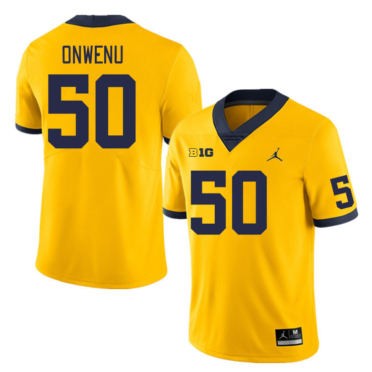 Michigan Wolverines #50 Michael Onwenu College Football Jerseys Stitched Sale-Maize